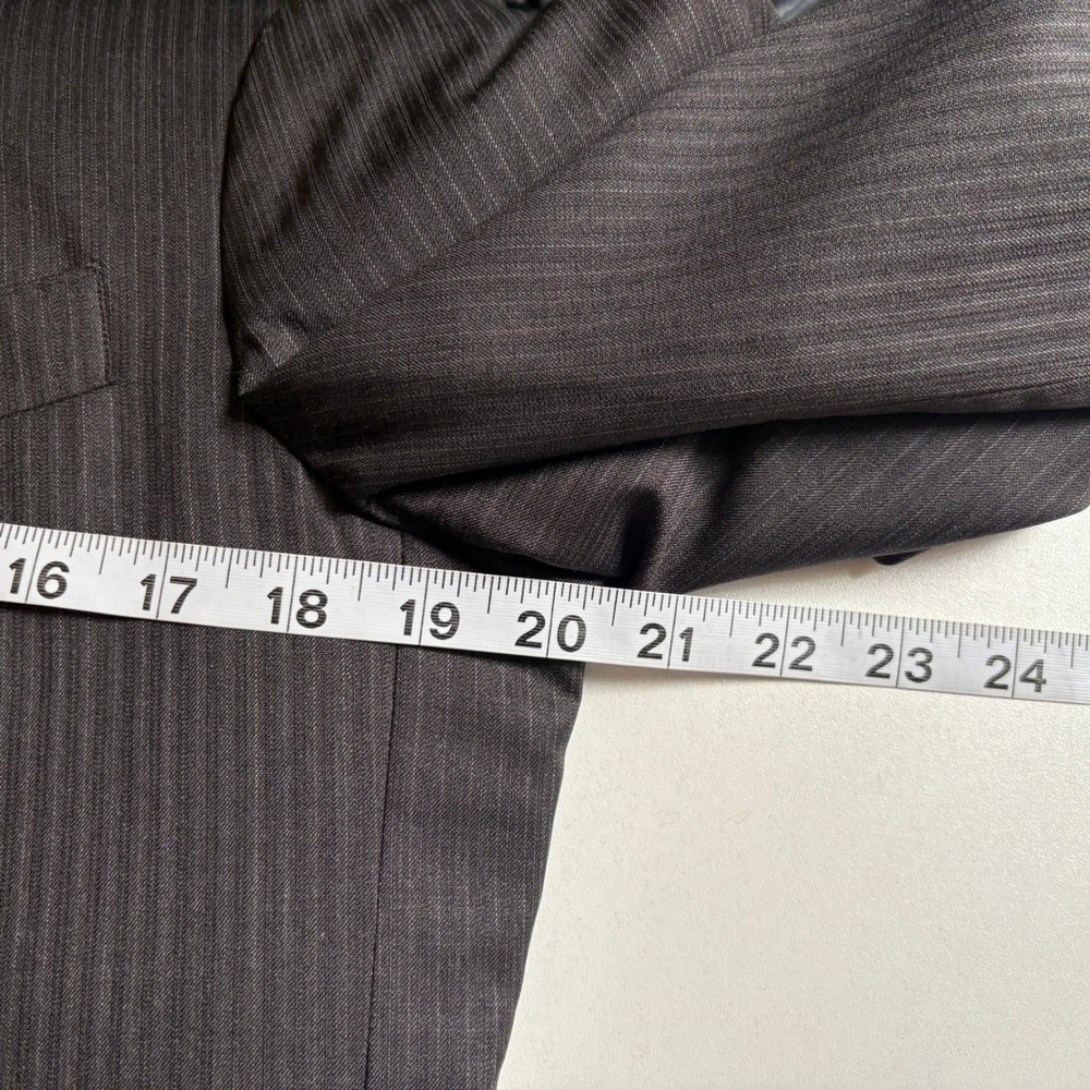 Jos A Bank Joseph Slim Fit Blazer Mens 40L Charcoal Grey Wool Pinstripe Jacket - Picture 10 of 12